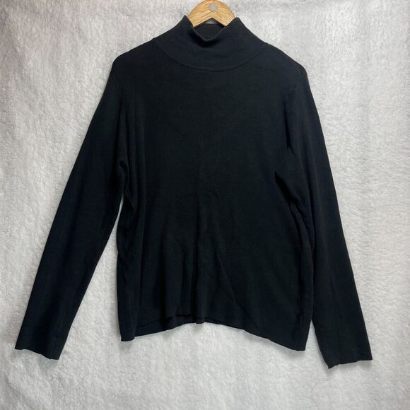 Peruvian Connection Sweaters - Peruvian Connection XL Black Pima Cotton Turtleneck Sweater Peru Minimalist Soft